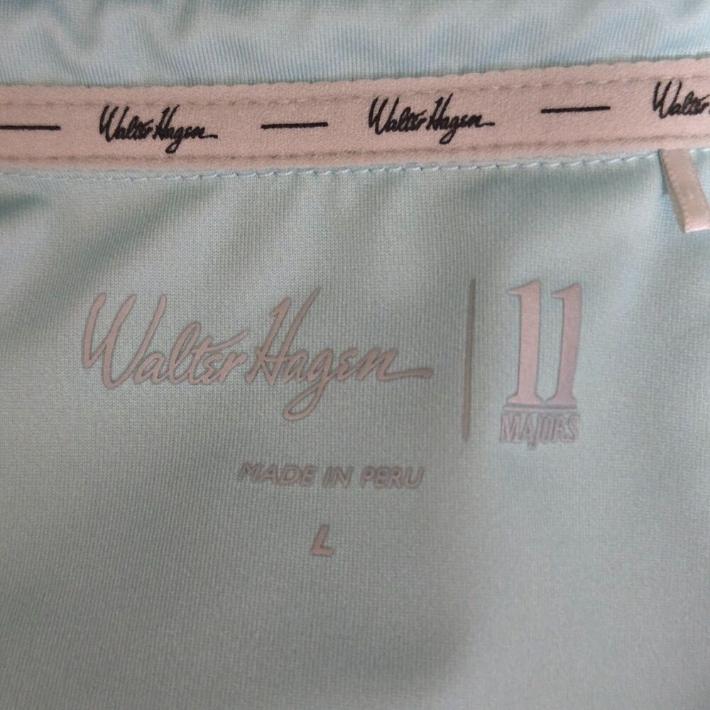 Walter Hagen Shirt Mens Large Golf Polo Blue Palm Floral 11 Majors Hawaiian - Picture 8 of 10